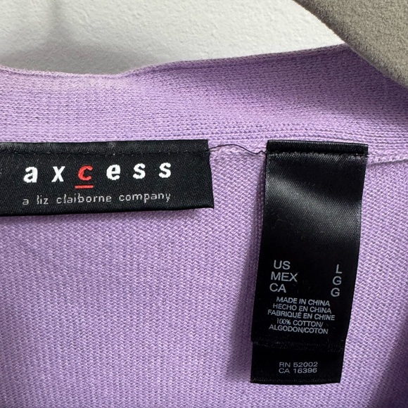 Access Liz Claiborne Purple Ombre Dip Dye Cardigan Cotton Sweater Size Large - Picture 5 of 6